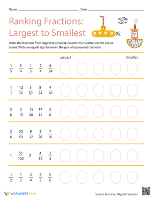 Practicing Fractions: Largest to Smallest