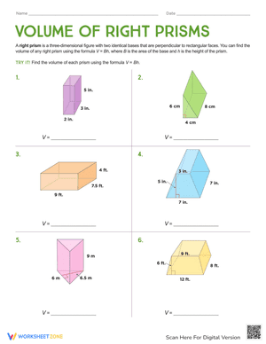 Volume of Right Prisms
