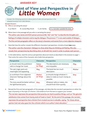 Targeted Reading Skills Practice: Point of View and Perspective in Little Women