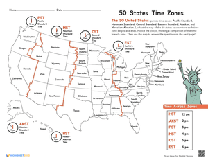 50 States Time Zones