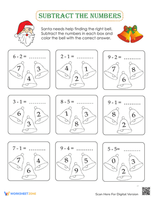 Subtract the Numbers with Santa