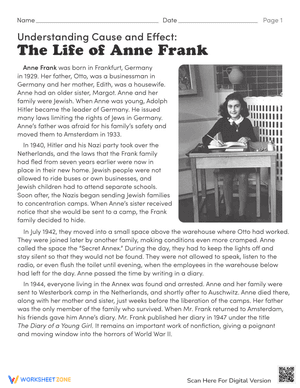 Understanding Cause and Effect: The Life of Anne Frank