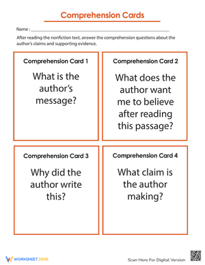 Comprehension Cards