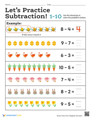 Let's Practice Subtraction! 1–10