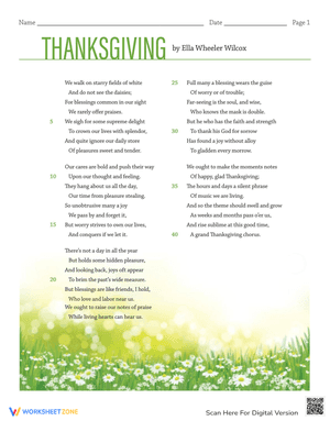Analyzing Poetry: Thanksgiving
