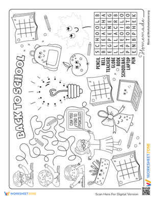 Back To School Coloring Page Activity Sheet