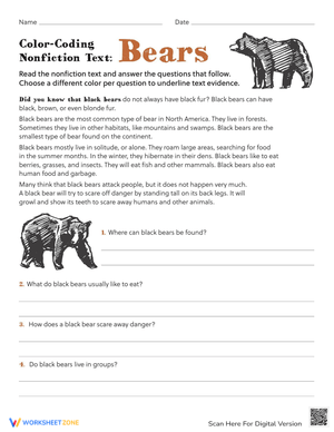 Color Coding Nonfiction Text: Bears