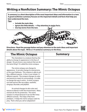 Writing a Nonfiction Summary: The Mimic Octopus