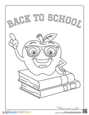 Back To School Apple And Book Coloring Sheet