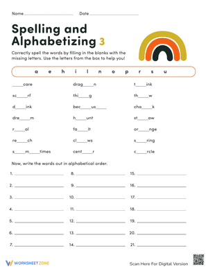 Spelling and Alphabetizing #3