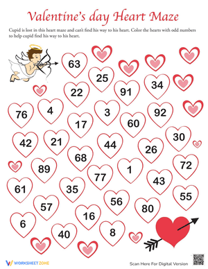 Valentine's Day Number Maze