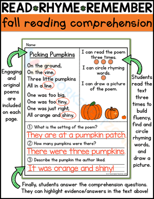 Fall Reading Comprehension Poems