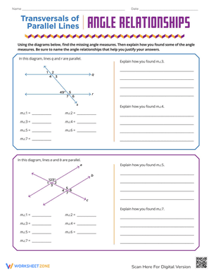 Transversals of Parallel Lines: Angle Relationships