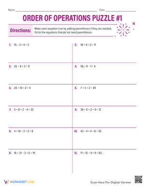 Order of Operations Puzzle #1