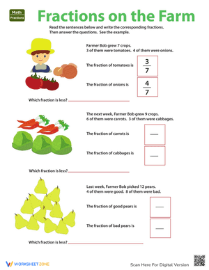 Fraction Practice: Fractions on the Farm