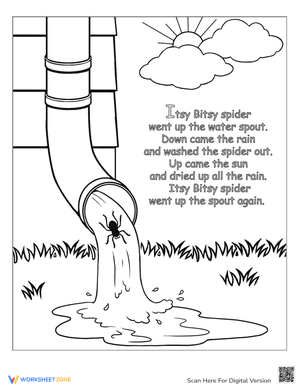 The Itsy Bitsy Spider: Rhyme Coloring Page