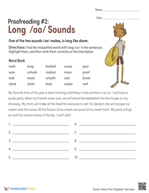 Proofreading #2: Long /oo/ Sounds
