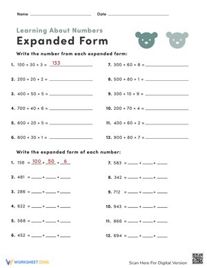 Place Value: Expanding Numbers #2