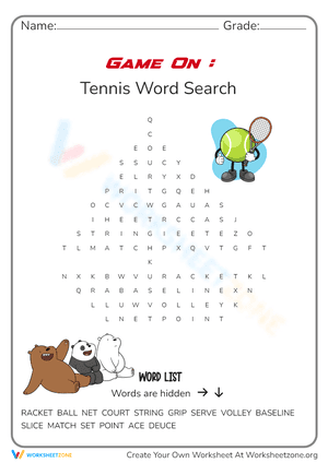 Game on: Tennis Word Search
