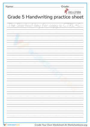 Grade 5 handwriting sheet