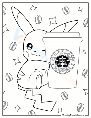 Pikachu Hugging Starbucks Cup
