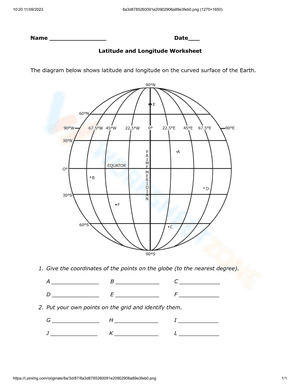 Latitude and Longitude Worksheet