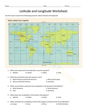 World Latitude and Longitude Worksheet