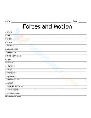 Forces and Motion Word Scramble