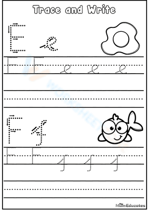 Alphabet Letters Tracing E and F