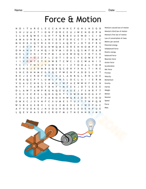 Force & Motion Word Search