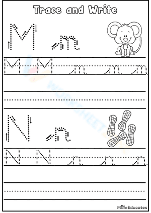 Alphabet Letters Tracing M and N