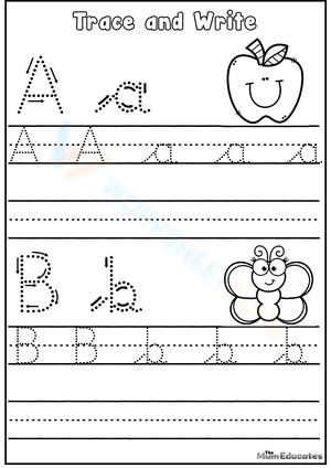 Alphabet Letters Tracing A and B