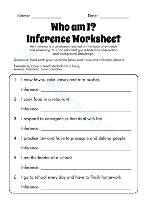 Who Am I Inference Worksheet