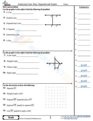 Analyzing Lines, Rays, Segments And Angles Worksheet