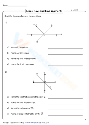 Line segments and Ray - Practice Worksheet