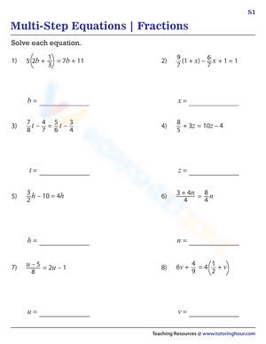 Multi Step Equations Fractions
