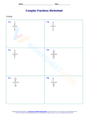 Complex Fractions Worksheet 2