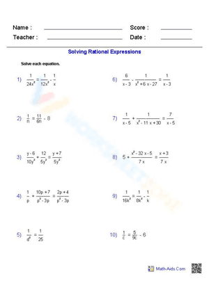 Solving Rational Expressions