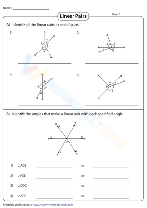 Identifying Linear Pairs of Angles