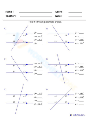Alternate Angles Geometry Worksheet