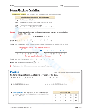 Mean Absolute Deviation instructions