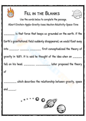 Gravity Facts & Worksheets True or False