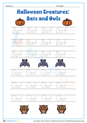 Halloween Creatures: Bats and Owls