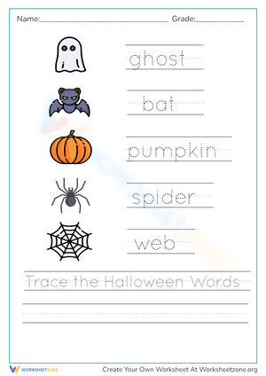Trace the Halloween Words Worksheet