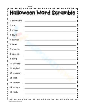 Halloween Word Scramble 9