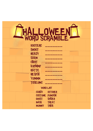 Halloween Word Scramble 7