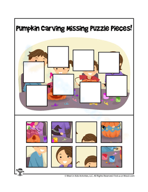 Halloween Cut and Paste Missing Puzzle