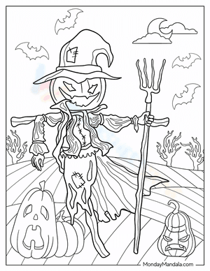 Scary Scarecrow With Jack-o-Lantern Head
