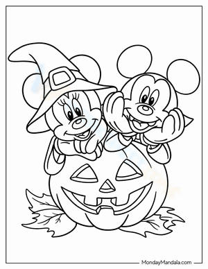 Halloween Mickey Mouse And Minnie Mouse Coloring