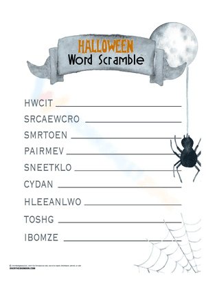 Halloween Word Scramble 16